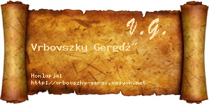 Vrbovszky Gergő névjegykártya